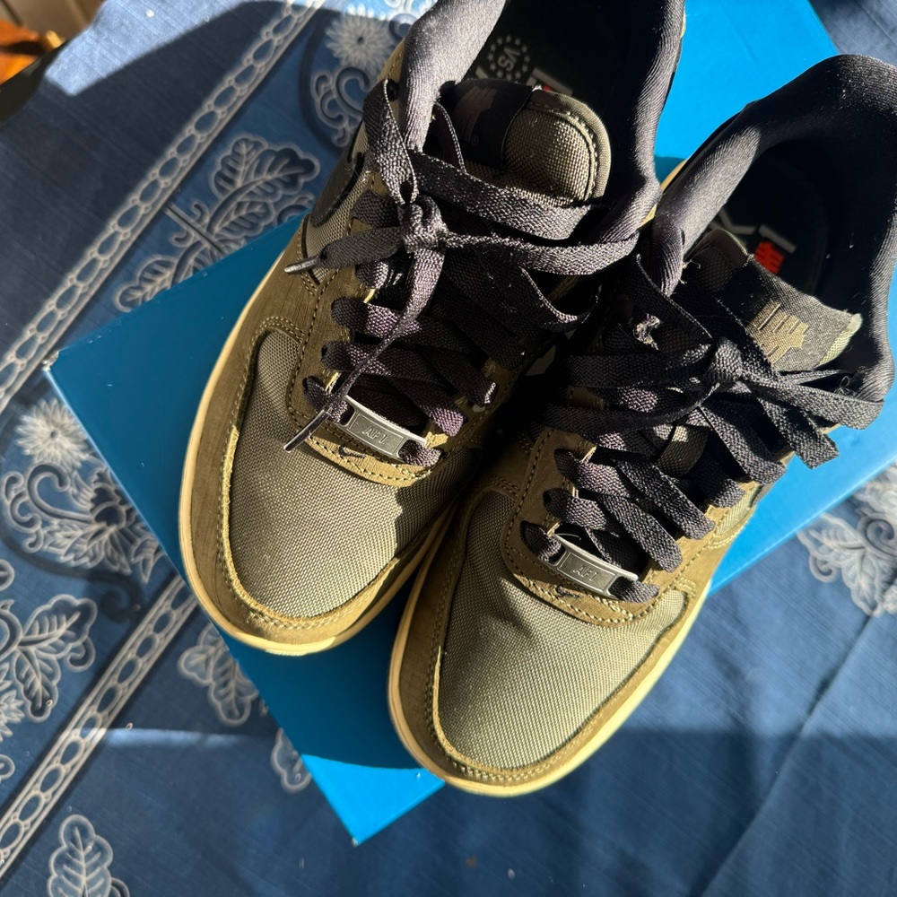 Undefeated Nike Air Force 1 Olive Green Sneakers - Picture 2 of 6